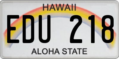 HI license plate EDU218