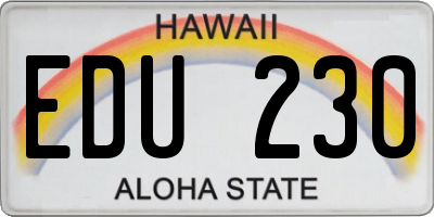 HI license plate EDU230