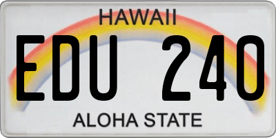 HI license plate EDU240