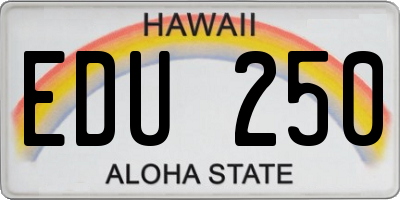HI license plate EDU250