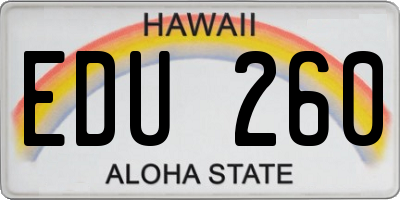 HI license plate EDU260