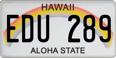 HI license plate EDU289