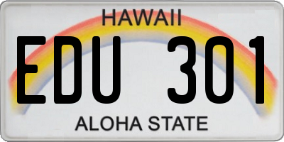 HI license plate EDU301