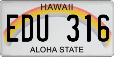 HI license plate EDU316
