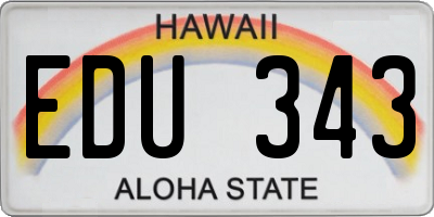 HI license plate EDU343