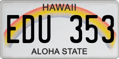 HI license plate EDU353