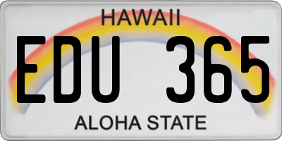 HI license plate EDU365