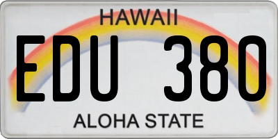 HI license plate EDU380