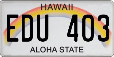 HI license plate EDU403
