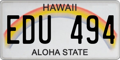 HI license plate EDU494