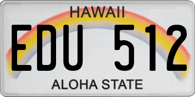 HI license plate EDU512