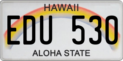 HI license plate EDU530