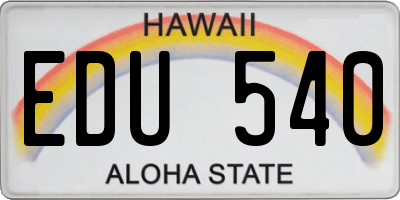 HI license plate EDU540