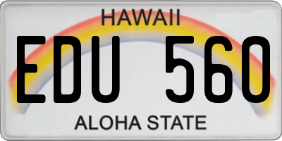 HI license plate EDU560