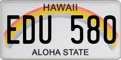 HI license plate EDU580