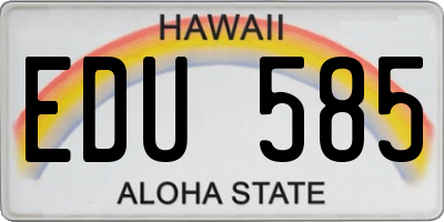 HI license plate EDU585