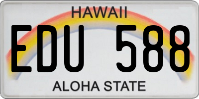 HI license plate EDU588
