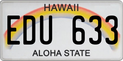 HI license plate EDU633