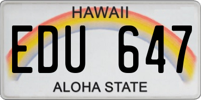 HI license plate EDU647