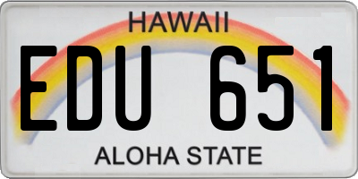 HI license plate EDU651