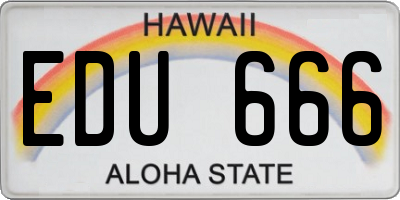 HI license plate EDU666
