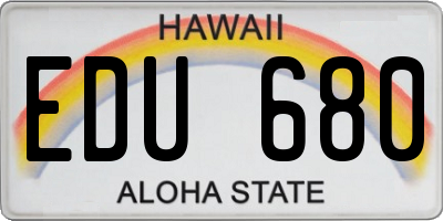 HI license plate EDU680