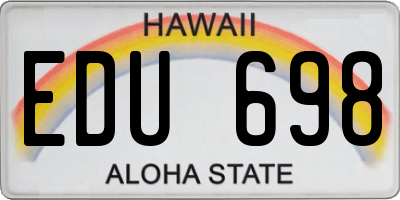 HI license plate EDU698