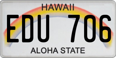 HI license plate EDU706