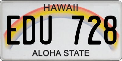HI license plate EDU728