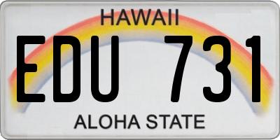 HI license plate EDU731