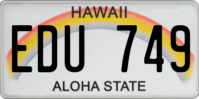 HI license plate EDU749