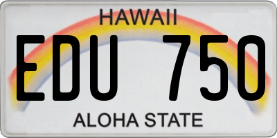 HI license plate EDU750