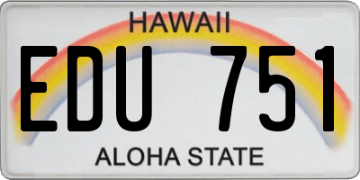 HI license plate EDU751