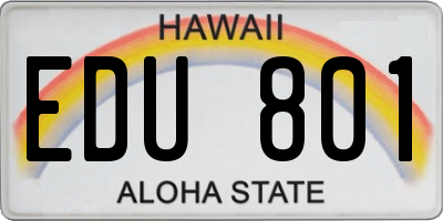 HI license plate EDU801