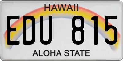 HI license plate EDU815