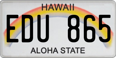 HI license plate EDU865