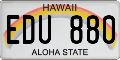HI license plate EDU880