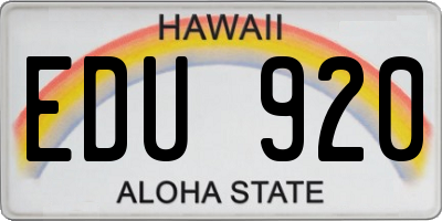 HI license plate EDU920