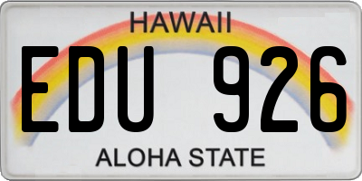 HI license plate EDU926