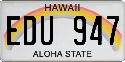HI license plate EDU947