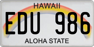 HI license plate EDU986
