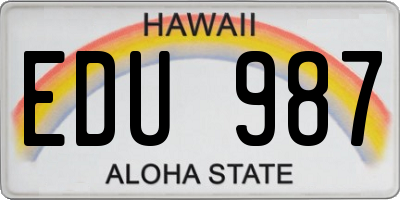HI license plate EDU987