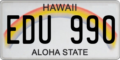 HI license plate EDU990