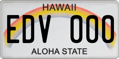 HI license plate EDV000