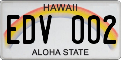 HI license plate EDV002