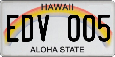 HI license plate EDV005