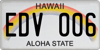 HI license plate EDV006