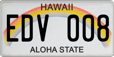 HI license plate EDV008