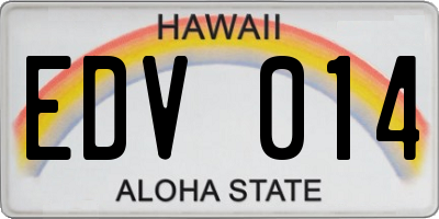 HI license plate EDV014