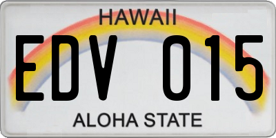 HI license plate EDV015